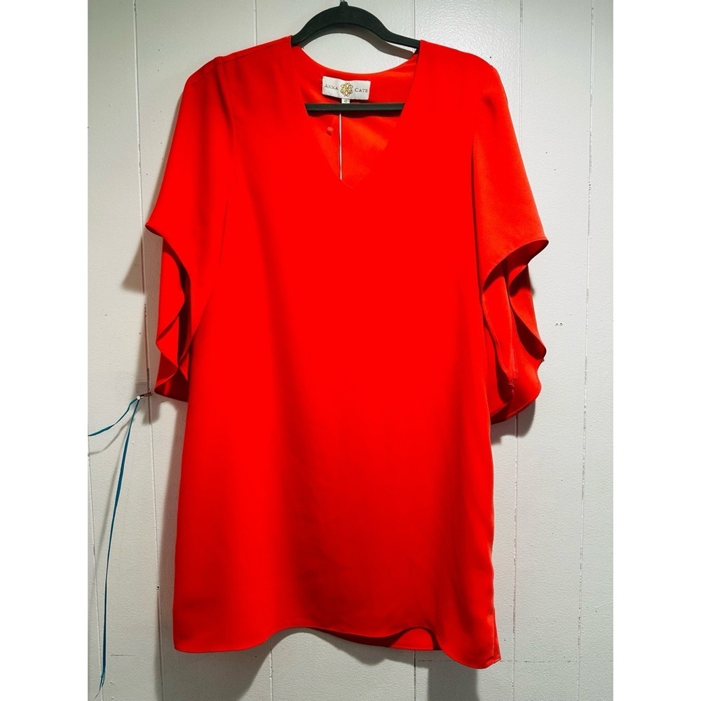 Red Relaxed Fit Tunic Short Sleeve